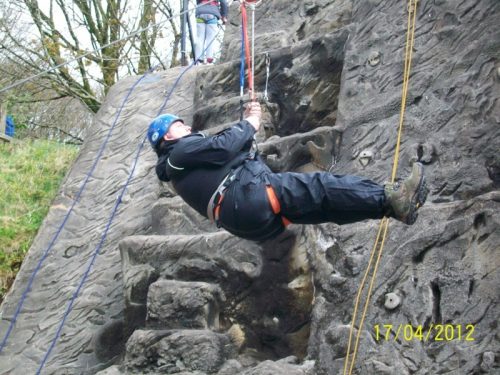 Rob coming down from ringing the bell